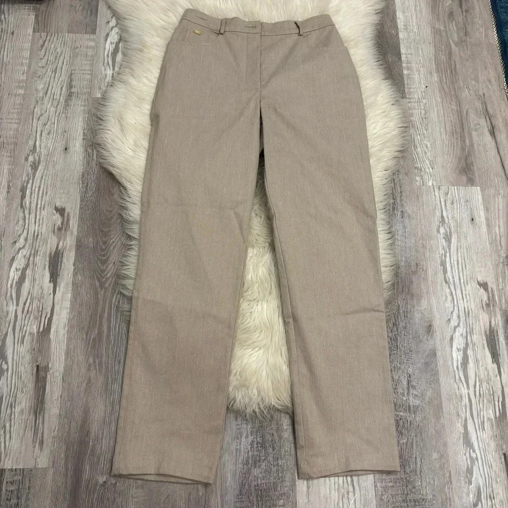 St. John sport by Marie gray cool beige and gold straight leg pants sz 4